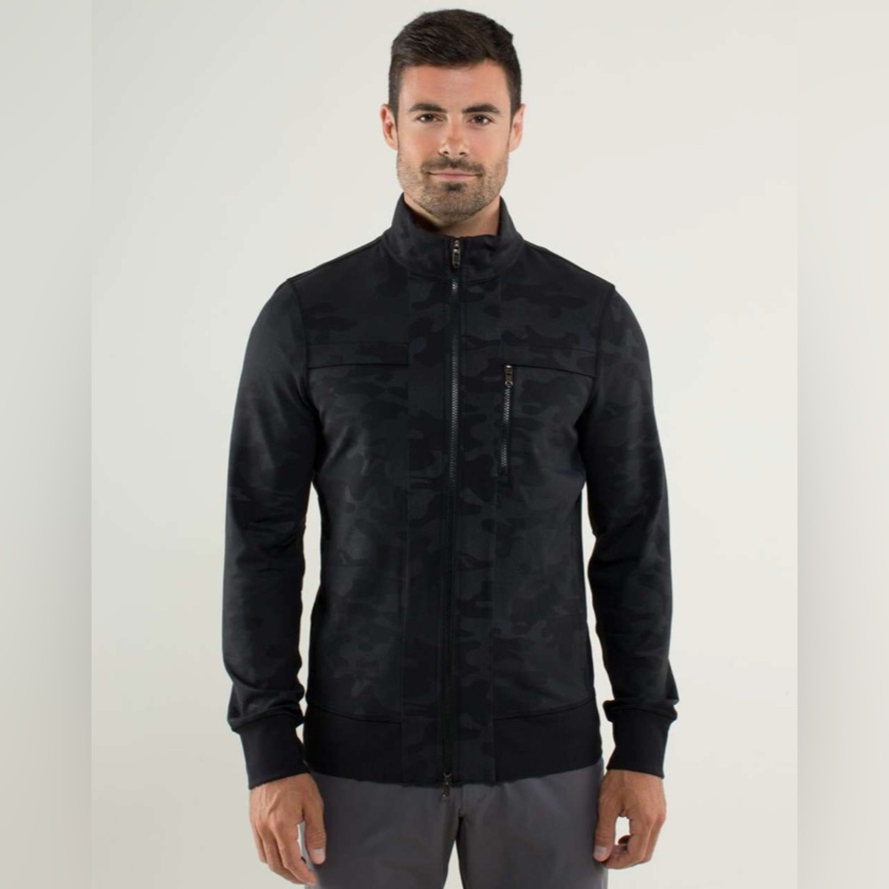 RARE Lululemon Post Gravity Jacket Sz M In Lay Low Camo Emboss Black